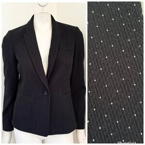 TAHARI Birdseye Knit One Button Blazer Jacket in Black SZ 6